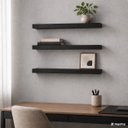 Ver imagem 2 de Kit 3 Prateleiras Retas de Parede em MDF Preto + Kit Instalação Decoração