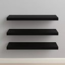 Ver imagem 1 de Kit 3 Prateleiras Retas de Parede em MDF Preto + Kit Instalação Decoração