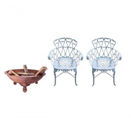 Kit Meu Jardim Lenheiro Canela 84cm + 02 Cadeiras - 1