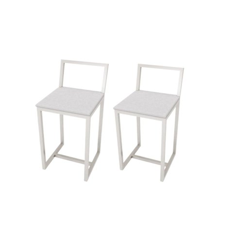 Kit 2 Banqueta Baixa Para Cozinha Industrial Assento Estofado White 