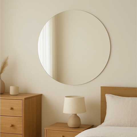 Espelho de Parede Redondo Lapidado Decoração Premium Sala Quarto Escritório Salão 30cm