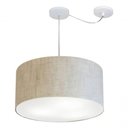 Ver imagem 3 de Lustre Pendente Cilíndrico com Desvio Md-4236 Cúpula em Tecido 45x25cm Rustico Bege - Bivolt