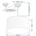 Ver imagem 2 de Lustre Pendente Cilíndrico com Desvio Md-4236 Cúpula em Tecido 45x25cm Rustico Bege - Bivolt