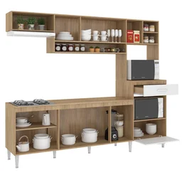 Cozinha Compacta Modulada com Tampo 8 Portas 1 Gaveta Inova  - 2