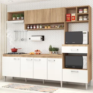 Cozinha Compacta Modulada com Tampo 8 Portas 1 Gaveta Inova 