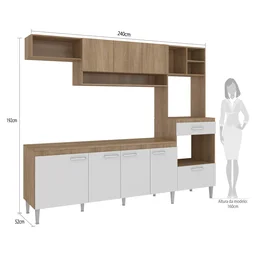 Cozinha Compacta Modulada com Tampo 8 Portas 1 Gaveta Inova  - 4