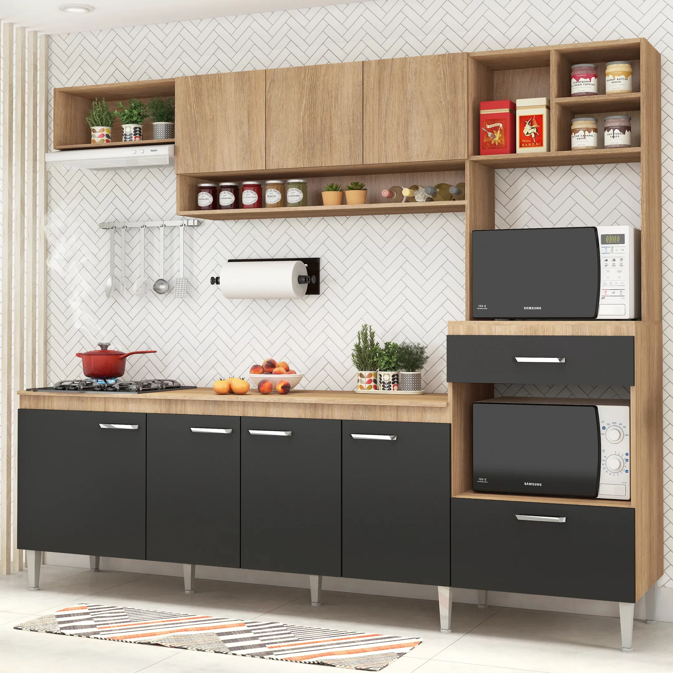 Cozinha Compacta Modulada com Tampo 8 Portas 1 Gaveta Inova Fellicci - 1