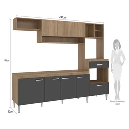 Cozinha Compacta Modulada com Tampo 8 Portas 1 Gaveta Inova  - 4