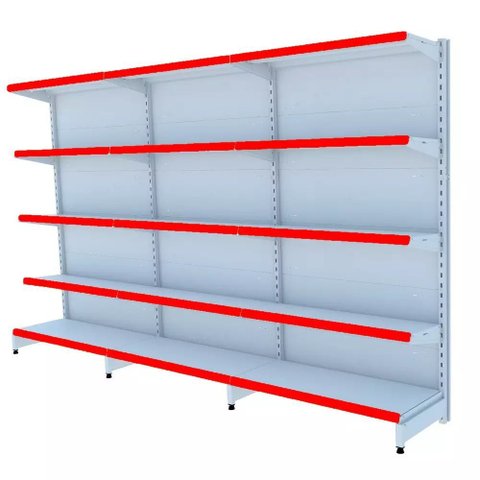 Gondola Parede 202 Fit Ate 3 Metros Branco 15 Bandeja Pe Vermelho