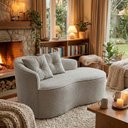 Ver imagem 1 de Sofá Orgânico Curvo Feijão Confortável Sala Estúdio Amore Bouclê Cinza Claro - Vimont Moveis