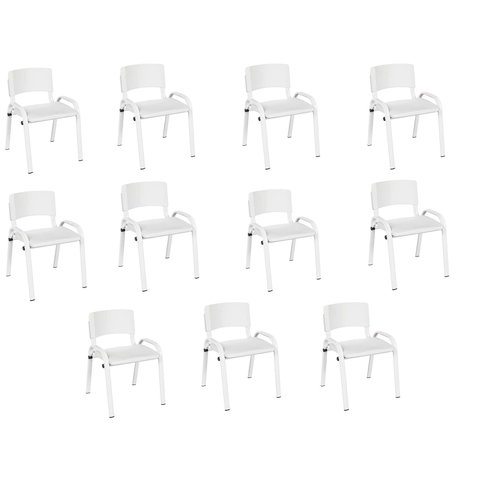 Kit 11 Cadeiras Infantil Iso, Escola, Base Branco-branco