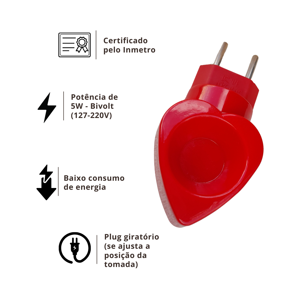 Difusor Elétrico de Ambientes Bivolt 10ml Formato de Coração Cor:vermelho - 3