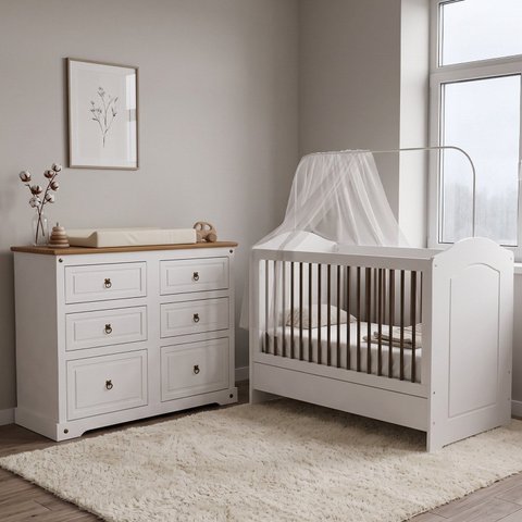 Quarto Bebê Smile 2 Peças Creme Carvalho