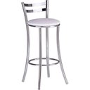 Ver imagem 1 de Banqueta Alta em Aço com Encosto Branco/Cromado