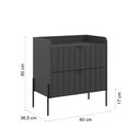 Ver imagem 7 de Mesa de Cabeceira com Gaveta Grafite Moriah 60cm Puxadores e Pés Ferro Preto