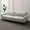 Ver imagem 1 de Sofá Decorativo Thalia 3 Lugares Sala de Estar 240cm Pés em Aço Couro Off White G88 - Gran Belo