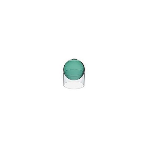 Vaso Decorativo de Vidro Verde 10x10x10cm Enfeite Sala Mesa Estante Aparador