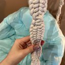 Ver imagem 5 de Cadeira Suspensa de Macrame Corda Algodão Cru com Almofada Verde Água Rede para Dormir