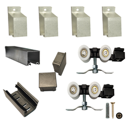 Kit Porta Madeira 1,00x2,10m Primer + Trilho Correr 2,00m Natural + Brinde - 3