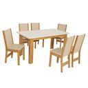 Ver imagem 2 de Conjunto Mesa Luiza Retangular com 6 Cadeiras Melina Asgard Bege Freijó e Off