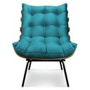Ver imagem 7 de Kit Poltrona E Puff Costela Suede Azul Turquesa