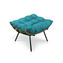 Ver imagem 4 de Kit Poltrona E Puff Costela Suede Azul Turquesa