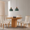 Ver imagem 1 de Mesa de Jantar Eloise 90cm Tampo Mdf Laminado com 4 Cadeiras Lisboa Moderna Mobilia