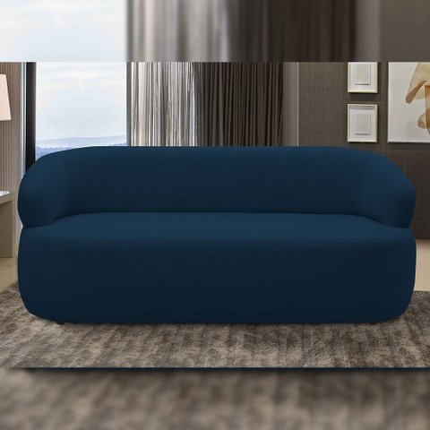 Sofá 3 Lugares Orgânico Sala de Estar Living 170cm Carmen F04 Veludo Azul - Lyam Decor