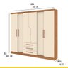 Guarda Roupa Paris New 234 x 218 Cm 6 Portas 3 Gavetas MDP Canelato Off White - ClickLar - 4