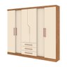 Guarda Roupa Paris New 234 x 218 Cm 6 Portas 3 Gavetas MDP Canelato Off White - ClickLar - 1