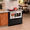Fogão a Lenha com Forno D 85 Cm Chapa Vitrocerâmica Caixa Lenha Aço Inox Preto - Hidro - 1