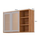 Ver imagem 3 de Armário Aéreo Brilhante 120cm 2 Portas Cinamomo/platina com Vidro Reflecta e Nichos - Mgm