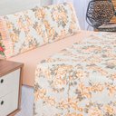 Ver imagem 2 de Jogo Cama Lençol Fiore Casal Padrão Estampado 180 Fios 100% Algodão com Babadinho 4 Peças Salmão Flo