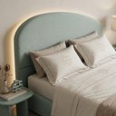 Ver mais imagens de Cabeceira Cama Box Queen Colli 160cm Estofada Orgânica Moderna Bouclê Verde Menta - Desk Design