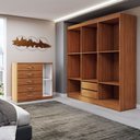 Ver imagem 5 de Guarda-roupa Casal Aurora 6 Portas 2 Gavetas com Cômoda 1 Portas 5 Gavetas Cinamomo - Panorama Móvei