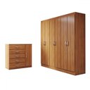 Ver imagem 3 de Guarda-roupa Casal Aurora 6 Portas 2 Gavetas com Cômoda 1 Portas 5 Gavetas Cinamomo - Panorama Móvei
