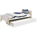 Ver imagem 1 de Cama Solteiro com Auxiliar Simba Branco Acetinado com Pés Natural – Reller
