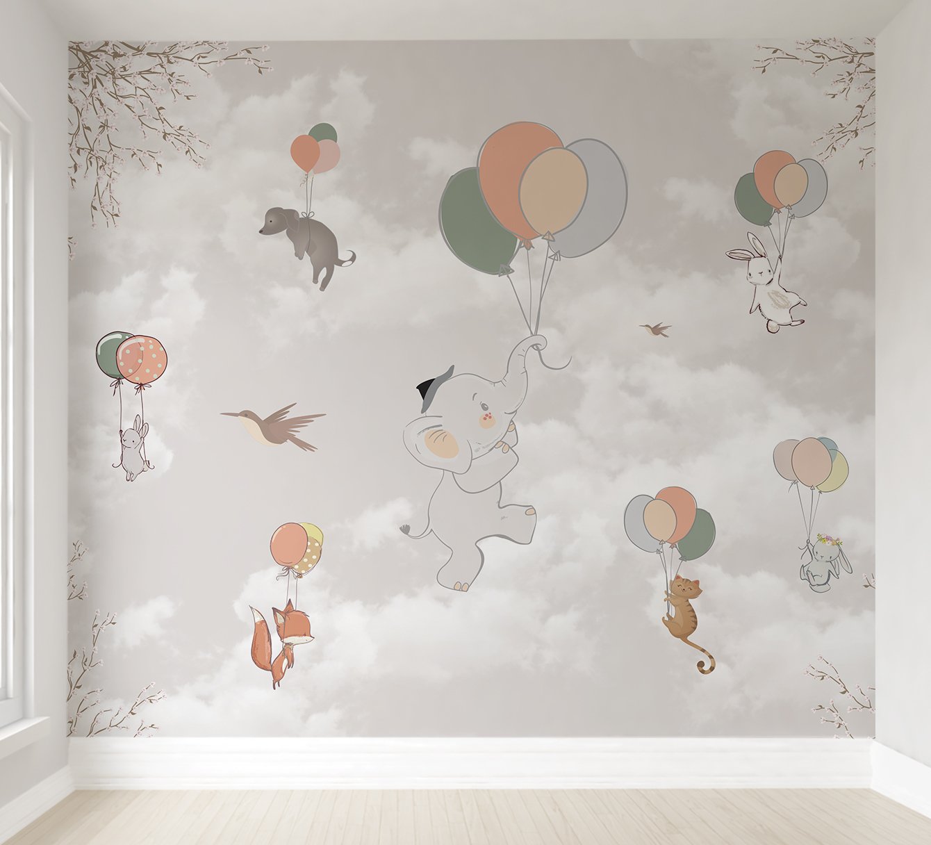 Papel de parede infantil balãozinha menina para quarto de bebê M² PP40