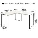 Ver imagem 5 de Mesa Moderna em L 90x150 Max Funcional Ideal para Escritórios - Branco/Preto