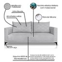 Ver imagem 5 de Sofá Living 2 Lugares com Pés de Ferro Almofadas Soltas 200cm Neso Bouclê Cinza