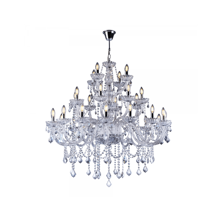 Lustre Candelabro Cristal Legítimo Maria Tereza Nice 28 Lâmpadas E14 Cristal Transparente