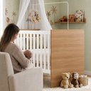 Ver mais imagens de Berço com Suporte Mosquiteiro 100% MDF Life Marrom/Branco/Madeirado Ypê