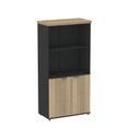 Ver imagem 3 de Armário Misto para Escritório 2 Portas com Prateleiras Linha PE40 AM1600PE40 Branco/Preto/Noce Marro