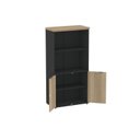Ver imagem 2 de Armário Misto para Escritório 2 Portas com Prateleiras Linha PE40 AM1600PE40 Branco/Preto/Noce Marro