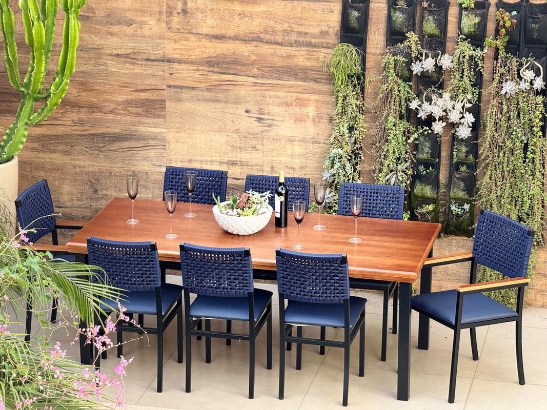 Conjunto Mesa 8 Caderias Área Externa 2,0x0,90m Brisa Náutica - Solara Móveis