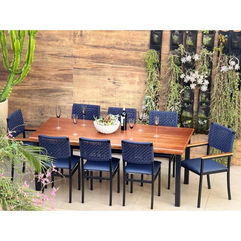 Conjunto Mesa 8 Caderias Área Externa 2,0x0,90m Brisa Náutica - Solara Móveis