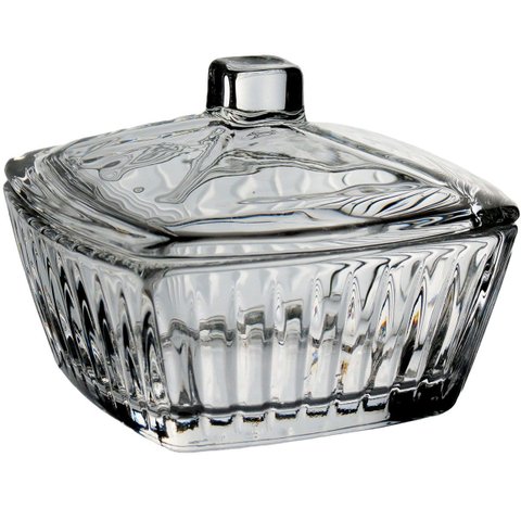 Potiche Decorativo de Cristal Transparente 6x8x8cm Tampa Enfeite Sala Mesa