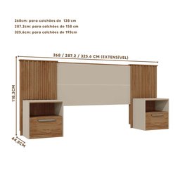 Cabeceira Ripada Regulável Para Casal Queen King Buriti Off White Lucius Caemmun - 4