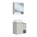 Ver imagem 1 de Conjunto para Banheiro 60cm com Cuba Gabinete Suspenso e Espelheira Bologna Art In Móveis