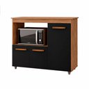 Ver imagem 4 de Armário Balcão Multiuso para Cozinha Micro-Ondas e Forno Liza 03 Portas Savana Preto Moblis